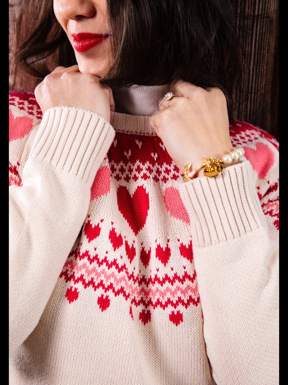 **Kiel James Patrick Heartwarmer Fair Isle Heart Sweater – Size Small**